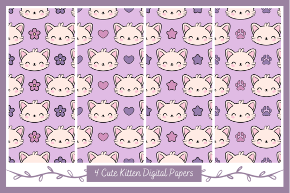 Download Cute Kawaii Kitty Cat Digital Paper - Premium Resources