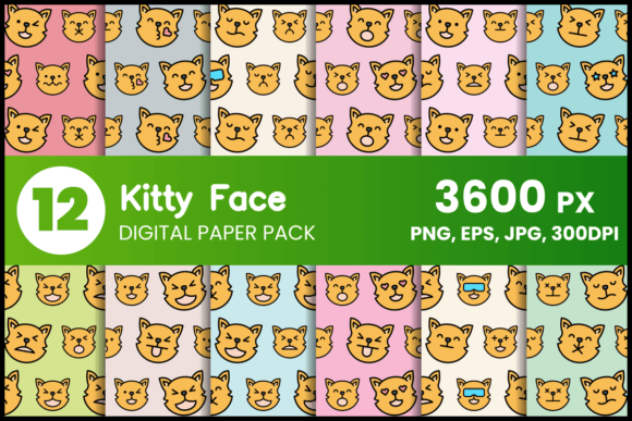 Download Kitty Face Digital Paper Set - Premium Resources