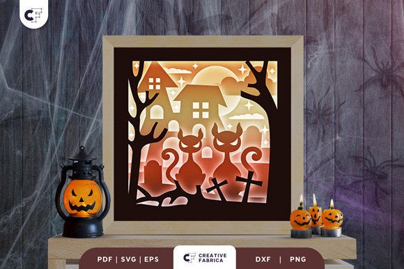 Download Halloween Black Cat 3D Light Box SVG - Halloween black cat 3d light box Collection