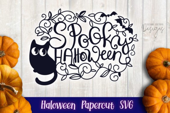 Download Spooky Halloween Kitty Papercut SVG - Kitty Collection